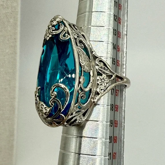 Bali Legacy Caribbean Quartz Peacock Ring 26.25ct Sterling Silver Size 9 NWT - Picture 17 of 17